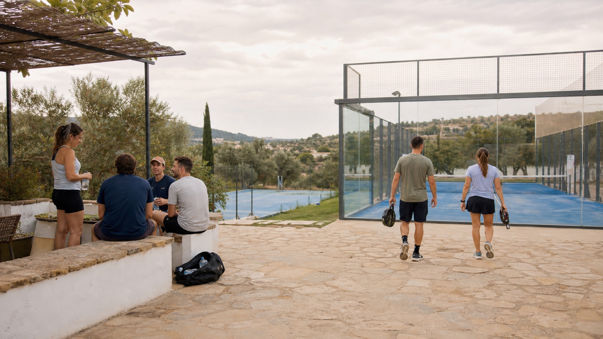 Elevation Padel travel group at a court in Andalusia