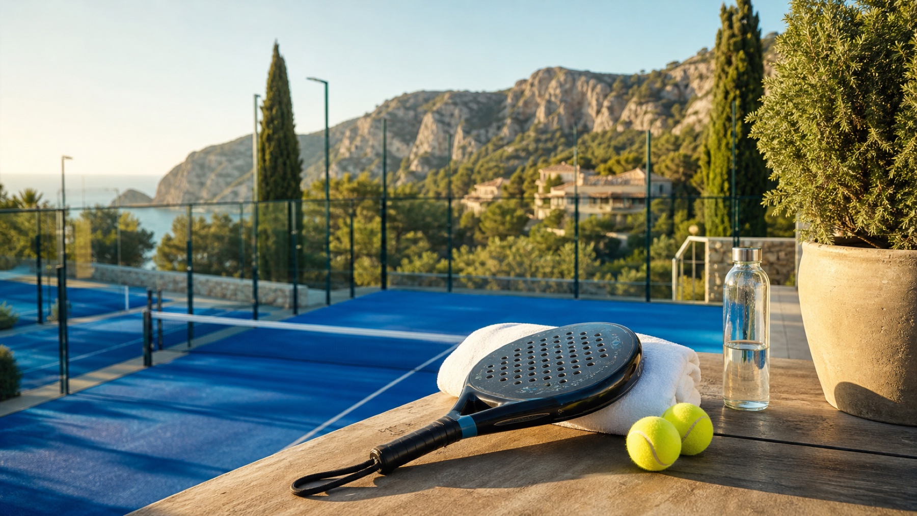 Padel-Schläger und Reiseplanung für Padel Urlaub auf Mallorca