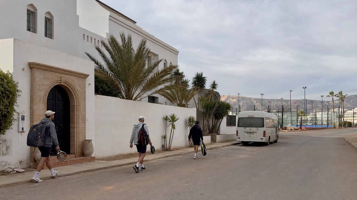 A travel group heading to the Padel courts in Agadir