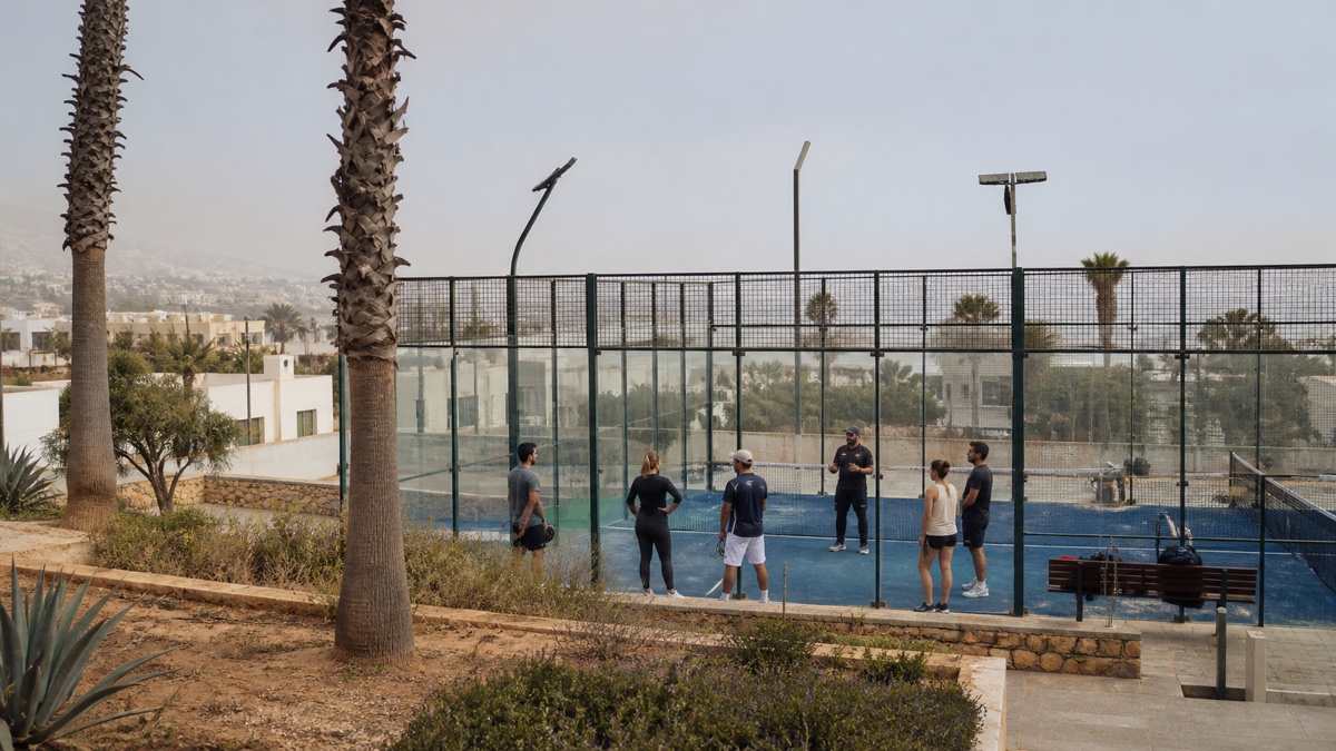 Padel coaching with a small travel group in Agadir