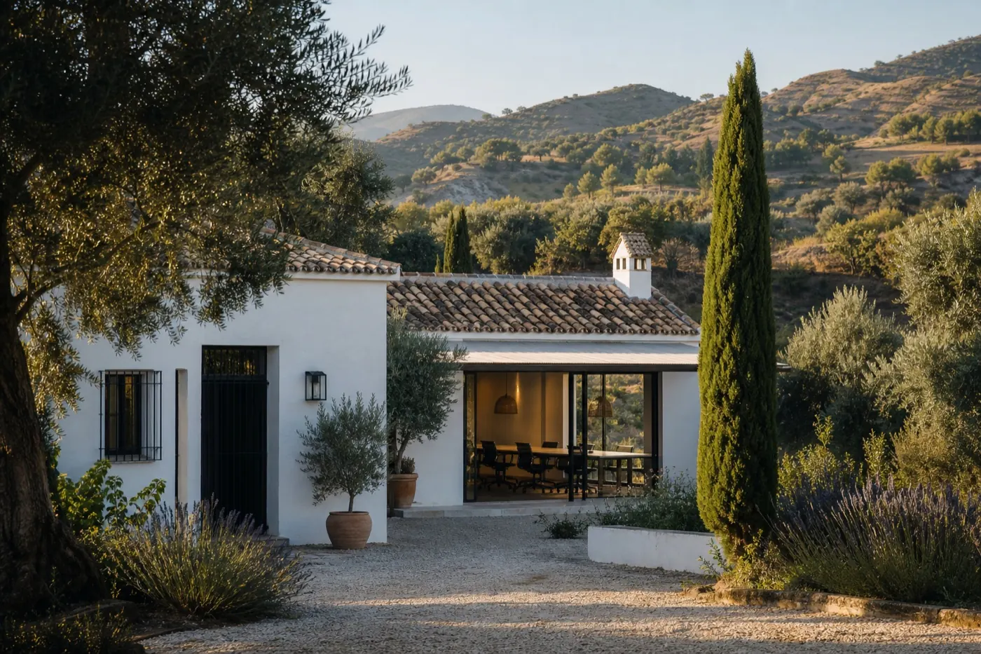 Weiße Workation Finca in den Hügeln bei Málaga